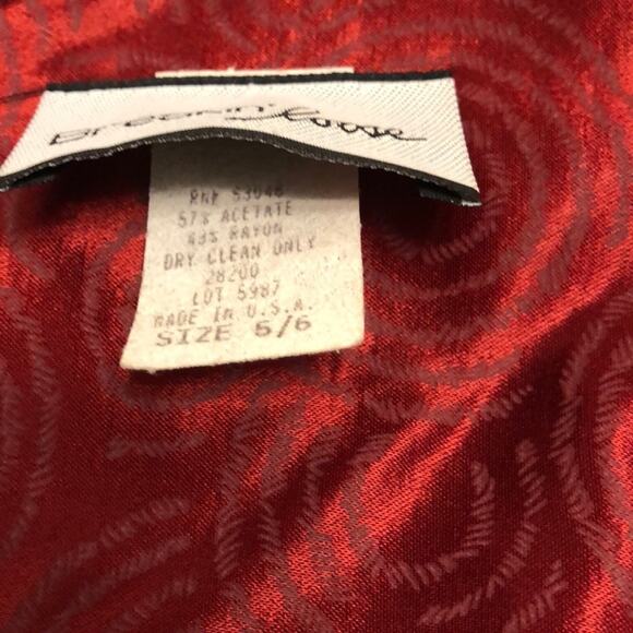 Breakin’ Loose Dark Red Print Satin maxi Dress Junior 5 Y2K Vintage - Picture 4 of 7